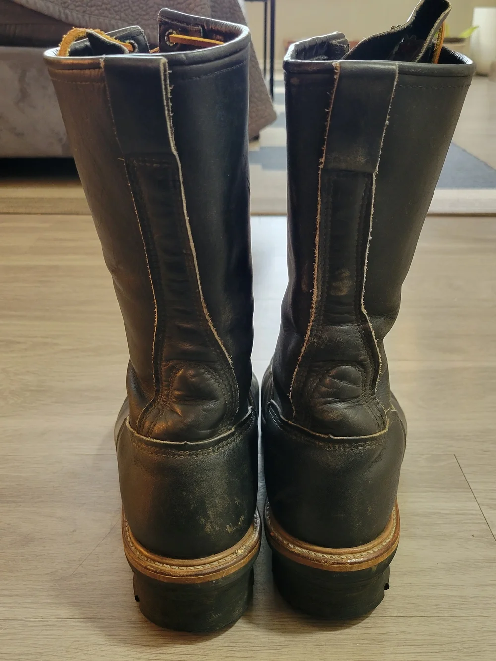VTG RED WING MENS 11.5E TALL LINEMAN LOGGER LACE UP LEATHER BOOTS VIBRAM SOLE